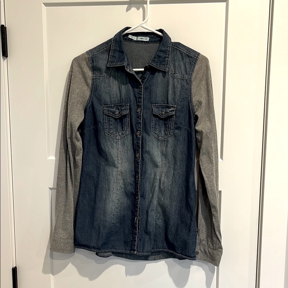 Maurices Blue and Gray Button Down Shirt